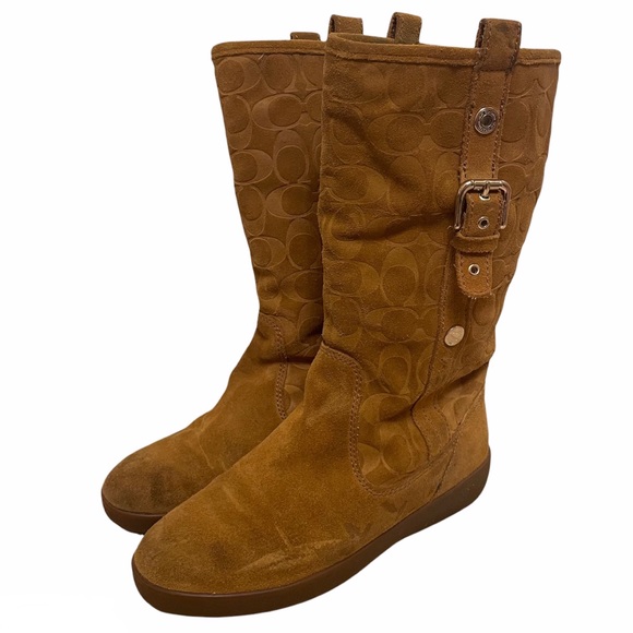 Coach Suede Signature Tulip Winter Boots - Tan - Picture 2 of 13